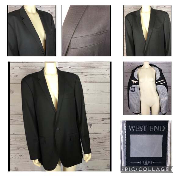 West End Blazer striped in black one button closing lined size 42 - Picture 1 of 12